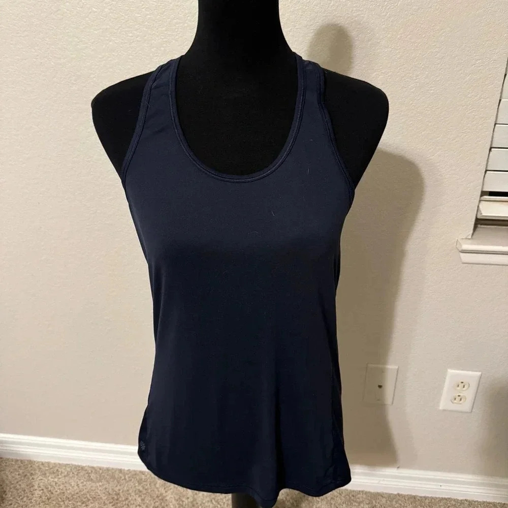 Athleta Size Small Racer Back Navy Blue Mesh Tank